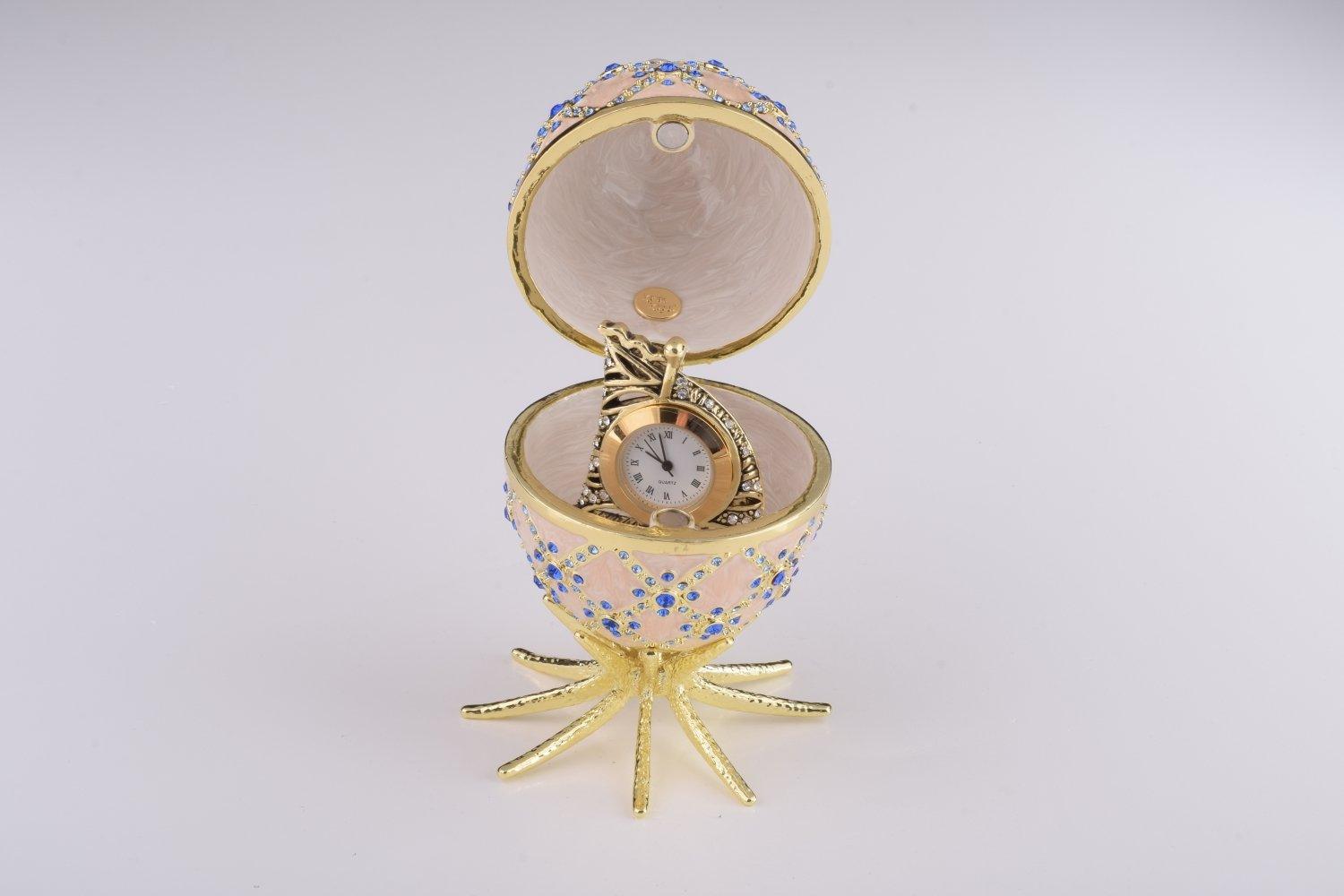 Pink Faberge Egg with Clock Inside - BelleHarris