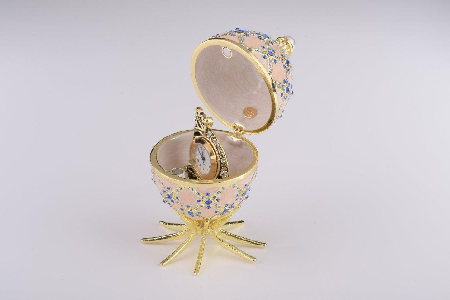 Pink Faberge Egg with Clock Inside - BelleHarris