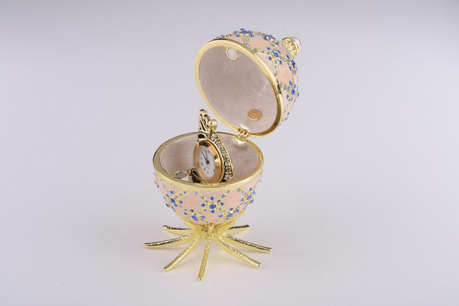 Pink Faberge Egg with Clock Inside - BelleHarris