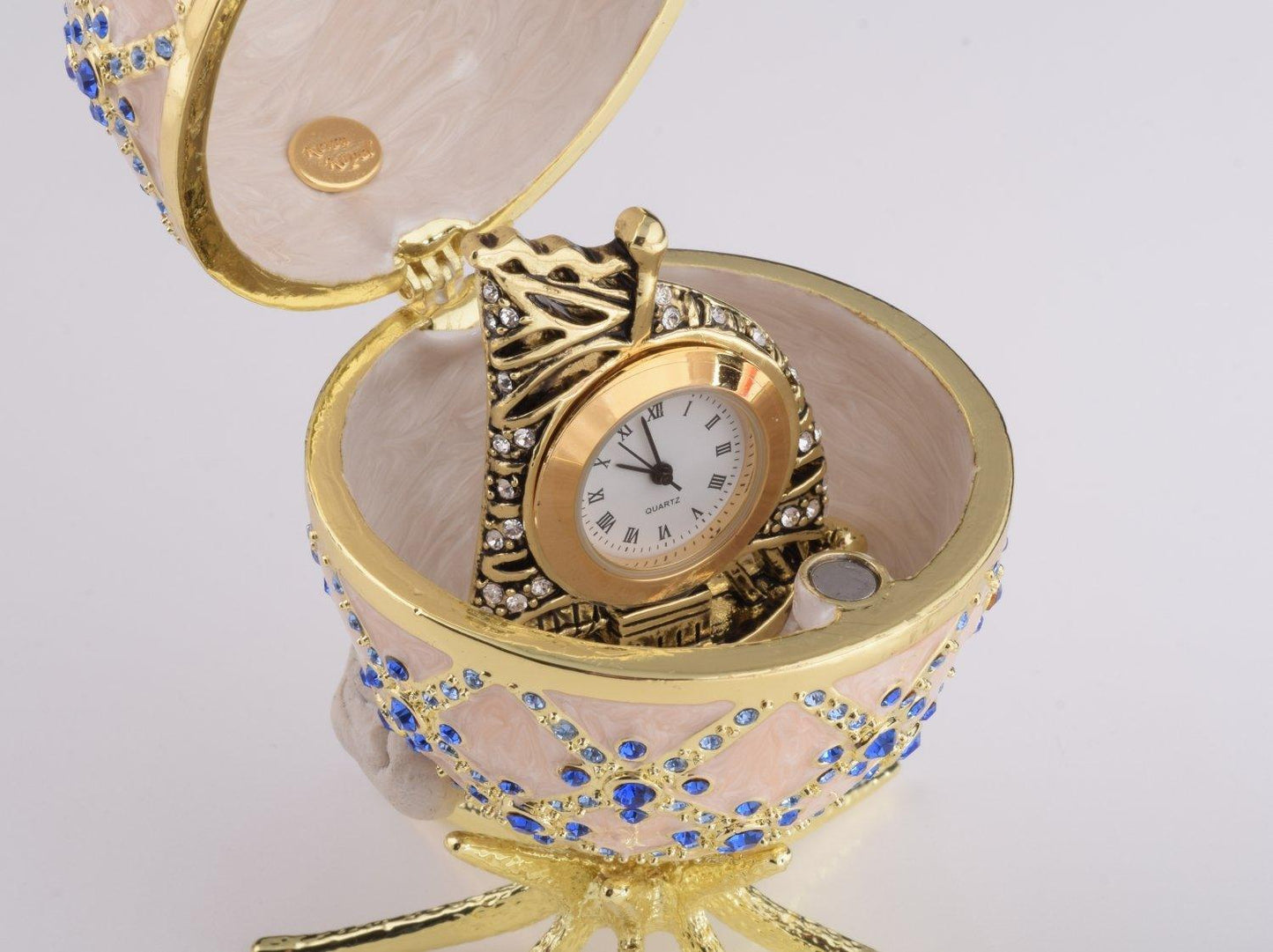 Pink Faberge Egg with Clock Inside - BelleHarris
