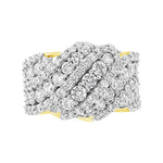 Quality luxury rings- 10K Yellow Gold 3.00 Cttw Diamond Multi Row Cluster Band Ring (I-J Color, I3 Clarity) - BelleHarris