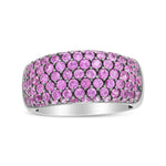 Quality luxury rings- 18K White Gold and Black Rhodium Multi Row Pink Sapphire Classic Band Ring - BelleHarris