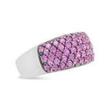 Quality luxury rings- 18K White Gold and Black Rhodium Multi Row Pink Sapphire Classic Band Ring - BelleHarris