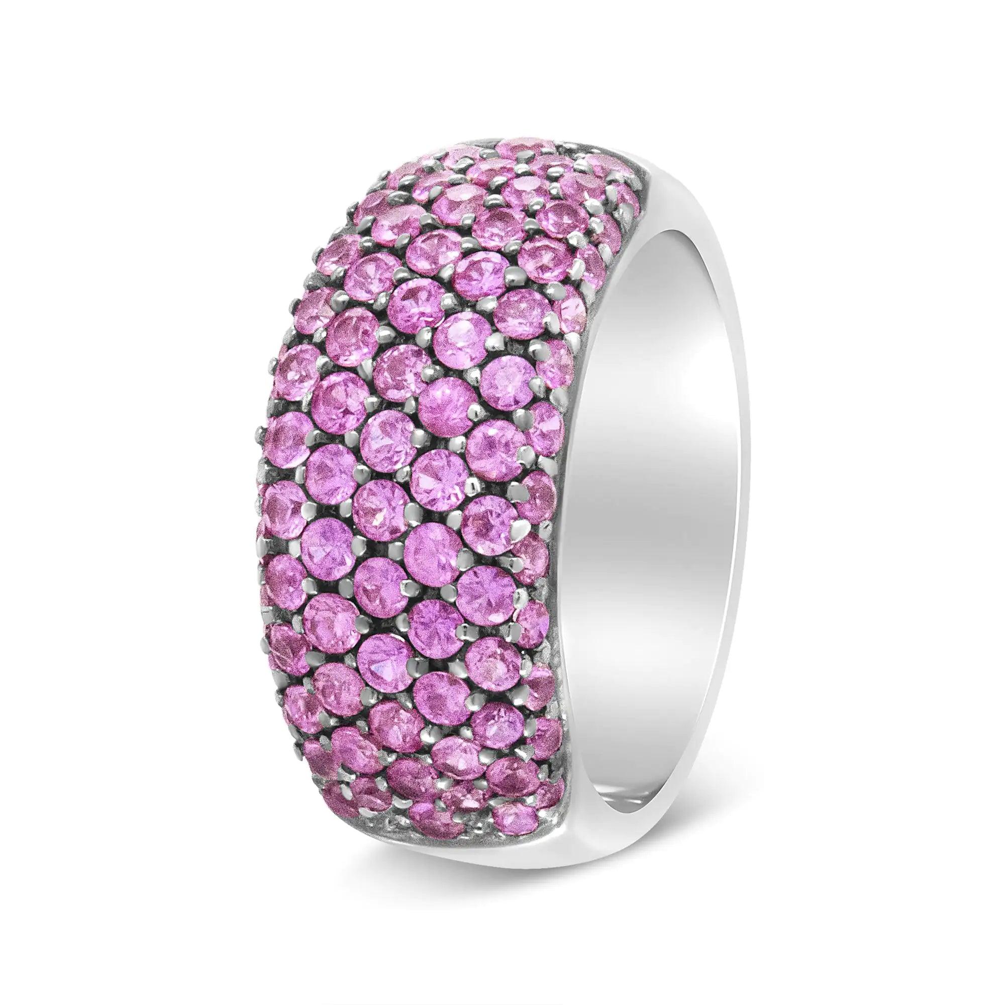 Quality luxury rings- 18K White Gold and Black Rhodium Multi Row Pink Sapphire Classic Band Ring - BelleHarris