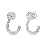 Round-Cut Diamond Curved Drop Stud Earrings - 4K White Gold 1.00 Cttw Round-Cut Diamond Curved Cluster Drop Stud Earrings (G-H Color, SI1-SI2 Clarity) - BelleHarris