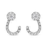 Round-Cut Diamond Curved Drop Stud Earrings - 4K White Gold 1.00 Cttw Round-Cut Diamond Curved Cluster Drop Stud Earrings (G-H Color, SI1-SI2 Clarity) - BelleHarris