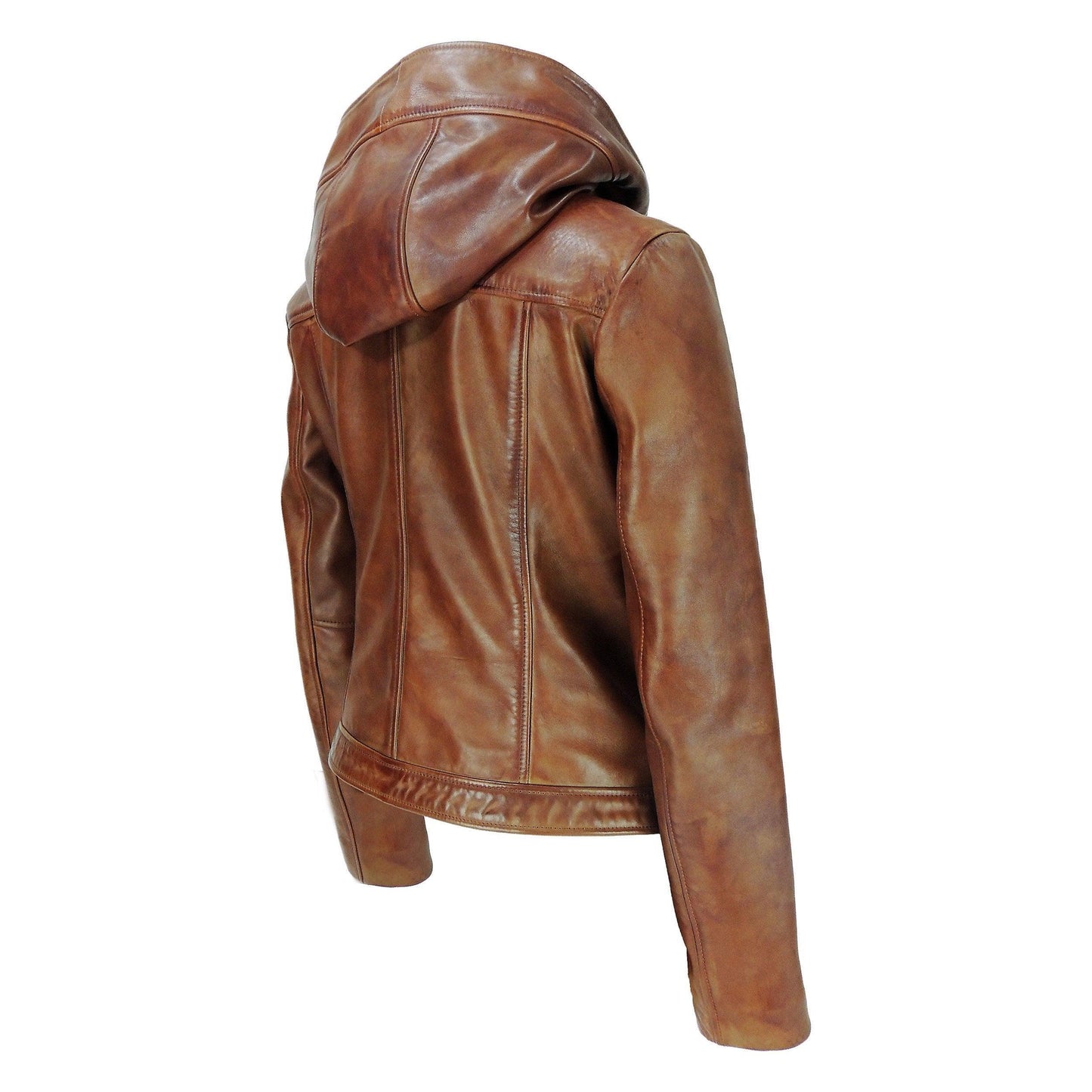 Sasha High Fashion Womens Hooded Leather Jacket - BelleHarris