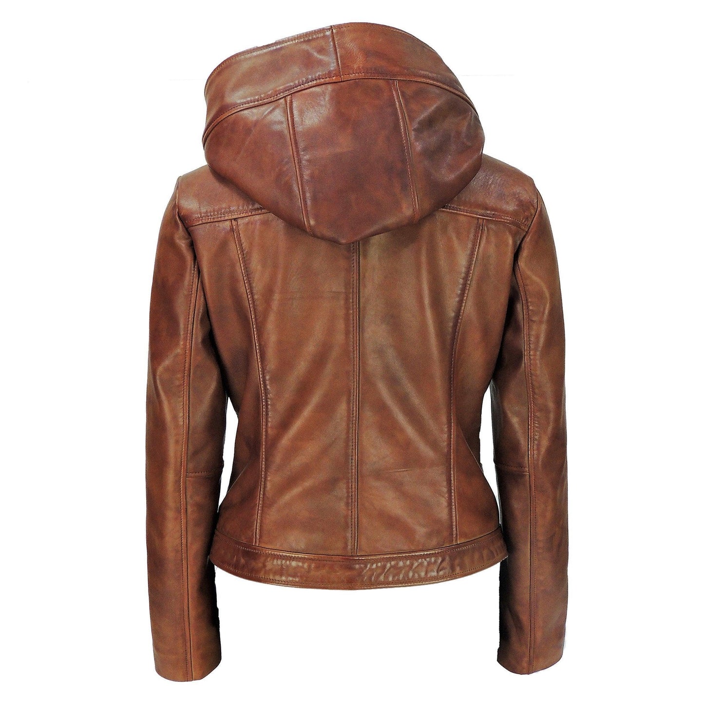 Sasha High Fashion Womens Hooded Leather Jacket - BelleHarris