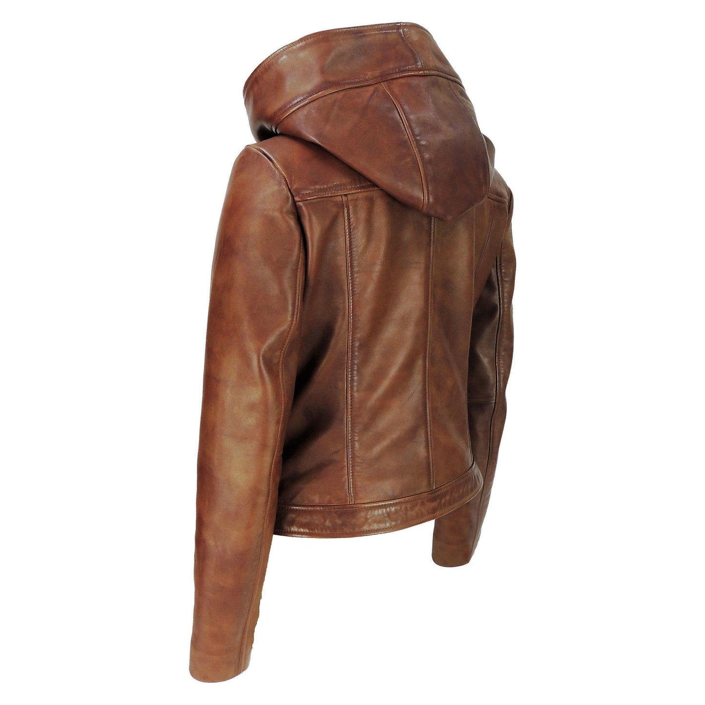 Sasha High Fashion Womens Hooded Leather Jacket - BelleHarris