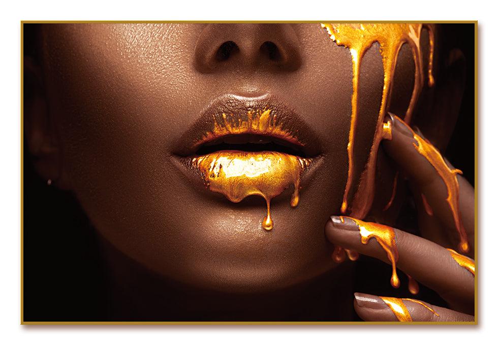 Sensuous Woman and Liquid Gold Acrylic Print Unframed Wall Art - BelleHarris