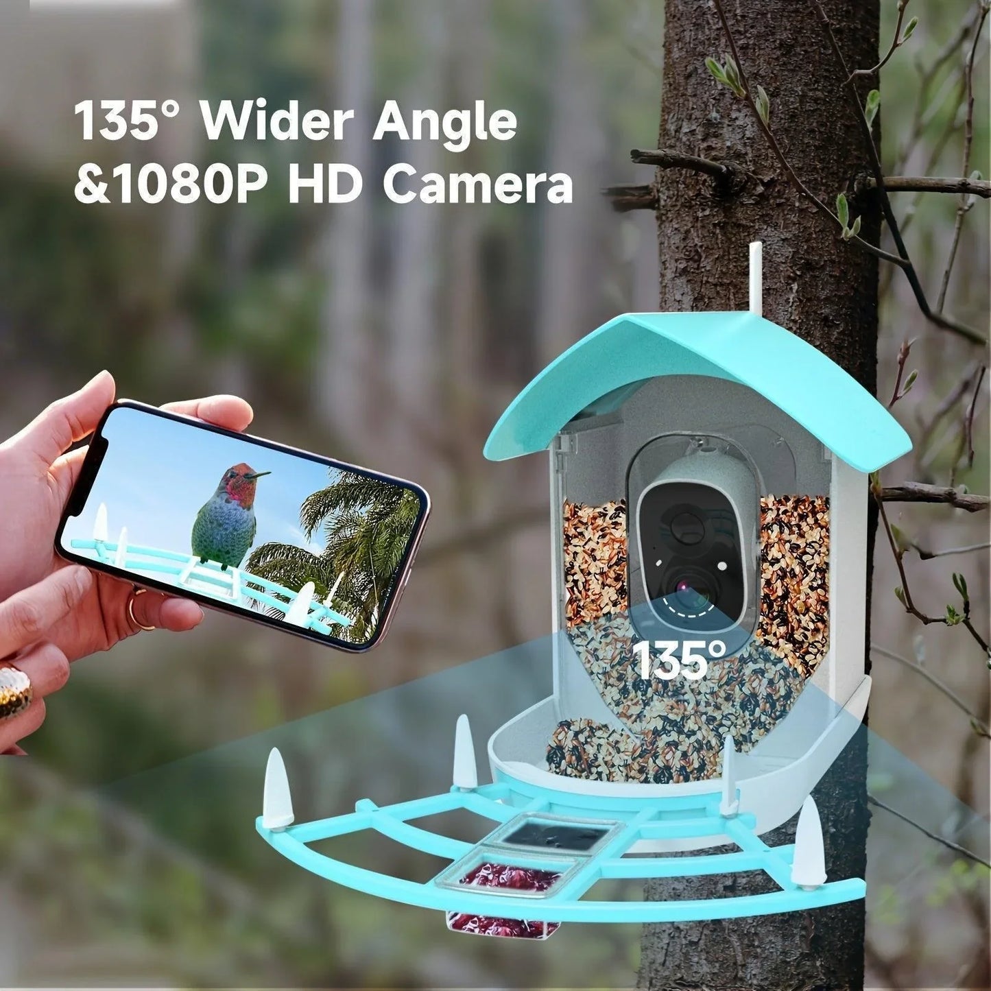 Smart Bird Feeder With Camera, AI Identify Bird Species & Solar Panel, - BelleHarris