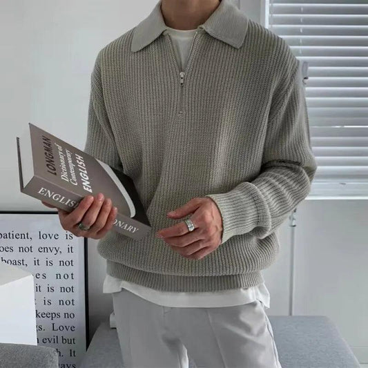 Spring Autumn New Knitting Polo Shirt for Men - BelleHarris