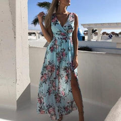 Summer Chiffon Dress Sexy Deep V-neck Party Dress - BelleHarris