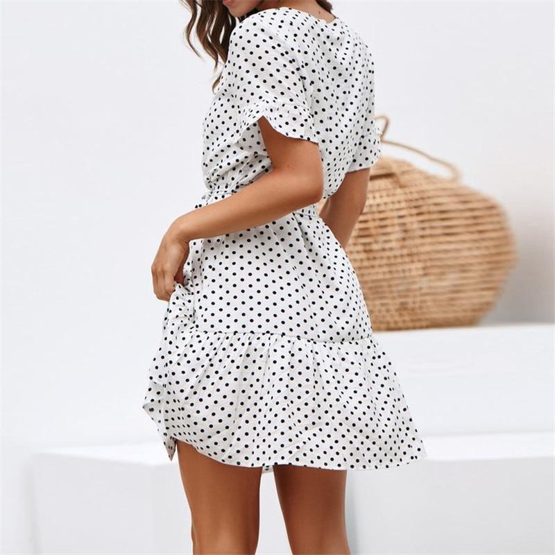 Summer Dress Women Sexy V Neck Butterfly Short Sleeve Beach Dress - BelleHarris