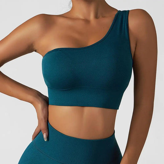 Summer Sexy Oblique Shoulder Yoga Clothes Tops - BelleHarris