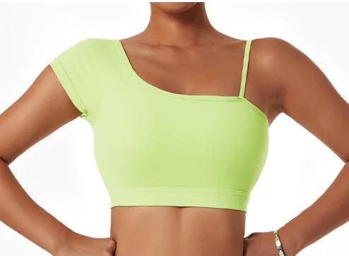 Summer Sexy Oblique Shoulder Yoga Clothes Tops - BelleHarris