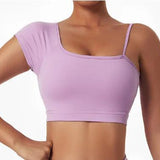 Summer Sexy Oblique Shoulder Yoga Clothes Tops - BelleHarris