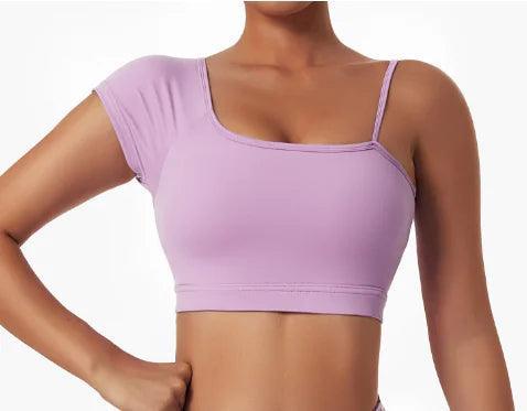 Summer Sexy Oblique Shoulder Yoga Clothes Tops - BelleHarris