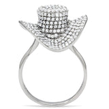 TS015 - Rhodium 925 Sterling Silver Ring with AAA Grade CZ in Clear - BelleHarris