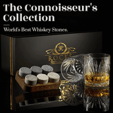 Whiskey Chilling Stones Gift Set With 2 Palm Crystal Glasses - BelleHarris