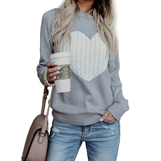 Women Long Sleeve Slim Heart Knitted Sweaters - BelleHarris