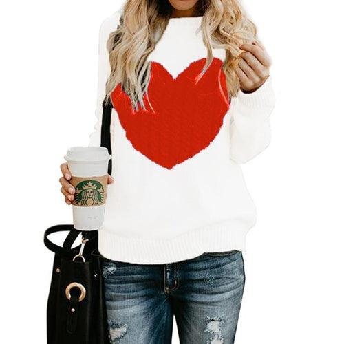 Women Long Sleeve Slim Heart Knitted Sweaters - BelleHarris