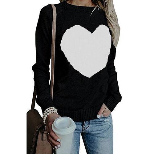 Women Long Sleeve Slim Heart Knitted Sweaters - BelleHarris