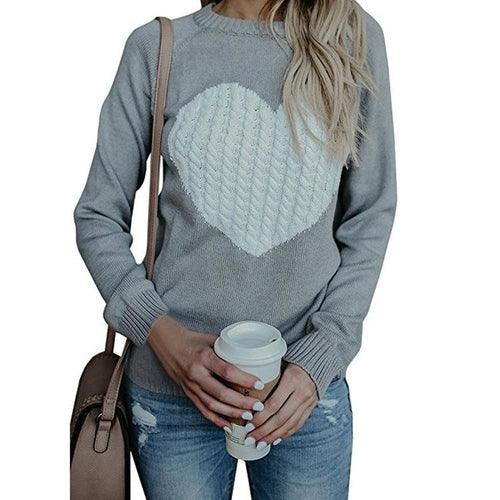 Women Long Sleeve Slim Heart Knitted Sweaters - BelleHarris