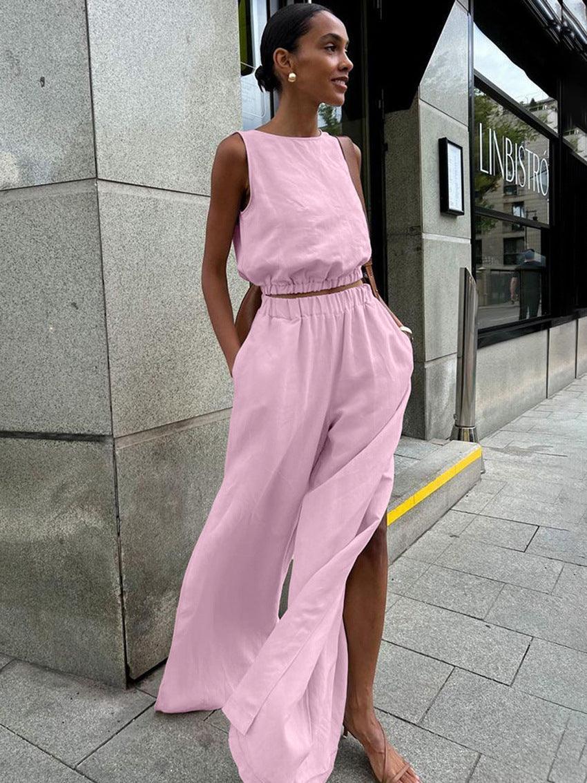 Women's All-matching Slit Slim-fitting Solid Color Suit - BelleHarris