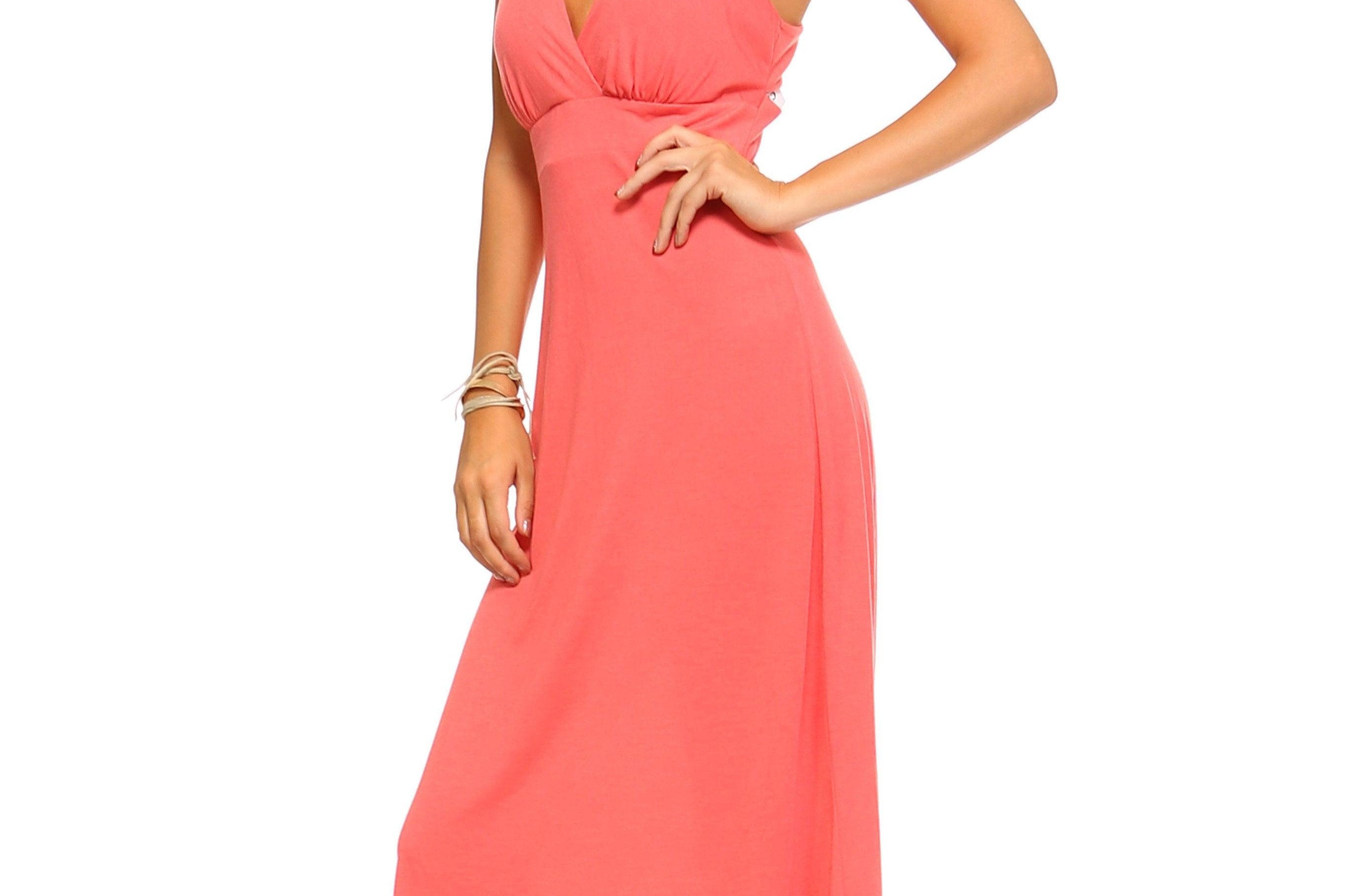 Women's Halter Maxi Dress with Cross Back Straps - BelleHarris