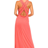 Women's Halter Maxi Dress with Cross Back Straps - BelleHarris