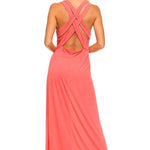 Women's Halter Maxi Dress with Cross Back Straps - BelleHarris