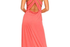 Women's Halter Maxi Dress with Cross Back Straps - BelleHarris