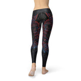 Women's Oriental Black Wolf Leggings - BelleHarris