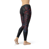 Women's Oriental Black Wolf Leggings - BelleHarris