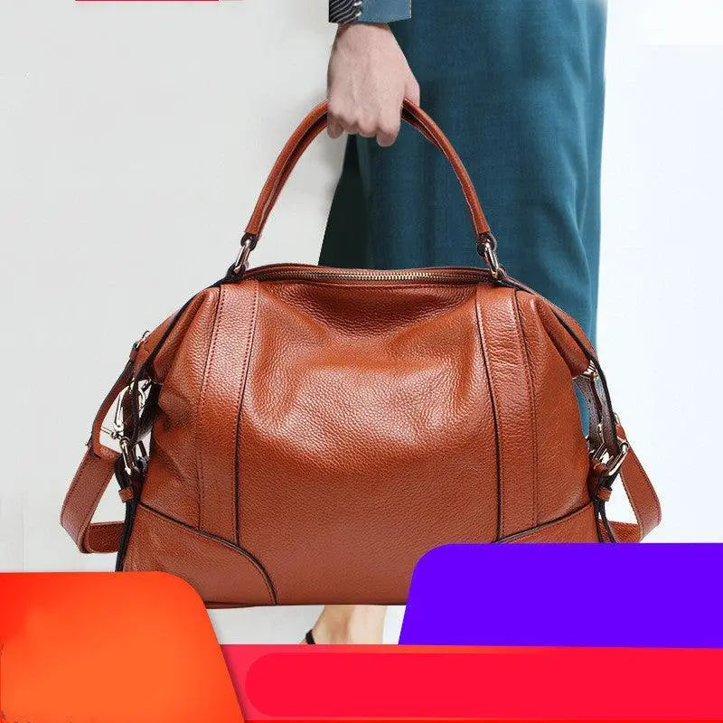 Women's quality leather handbag- European And American Leather Top Layer Cowhide Bag For Ladies - BelleHarris