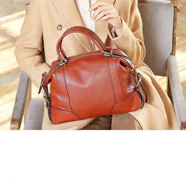 Women's quality leather handbag- European And American Leather Top Layer Cowhide Bag For Ladies - BelleHarris