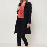 Women's Wool-blended Open Front Jacket In Black - BelleHarris