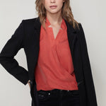 Women's Wool-blended Open Front Jacket In Black - BelleHarris