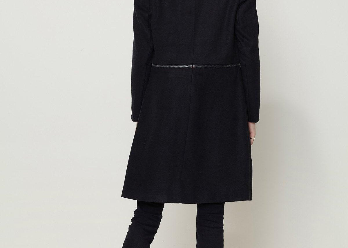 Women's Wool-blended Open Front Jacket In Black - BelleHarris