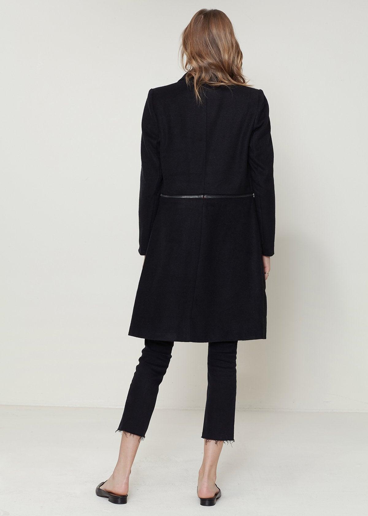Women's Wool-blended Open Front Jacket In Black - BelleHarris