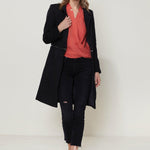 Women's Wool-blended Open Front Jacket In Black - BelleHarris