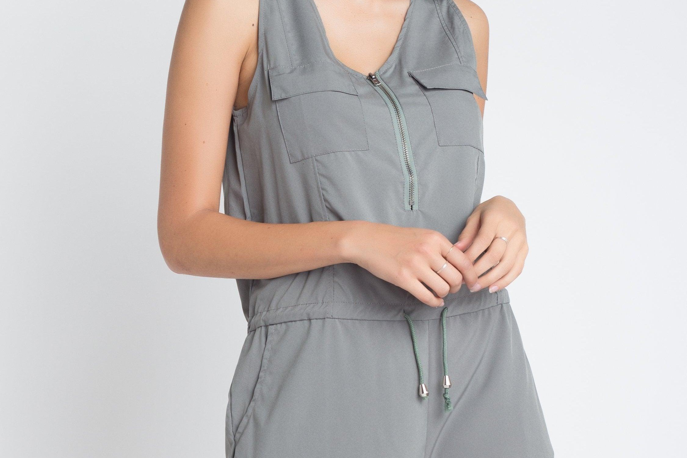 Women's Zip Front Sleeveless Romper - BelleHarris