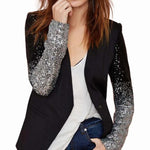 Womens Blazer with Sequins Sleeve - BelleHarris