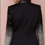 Womens Blazer with Sequins Sleeve - BelleHarris