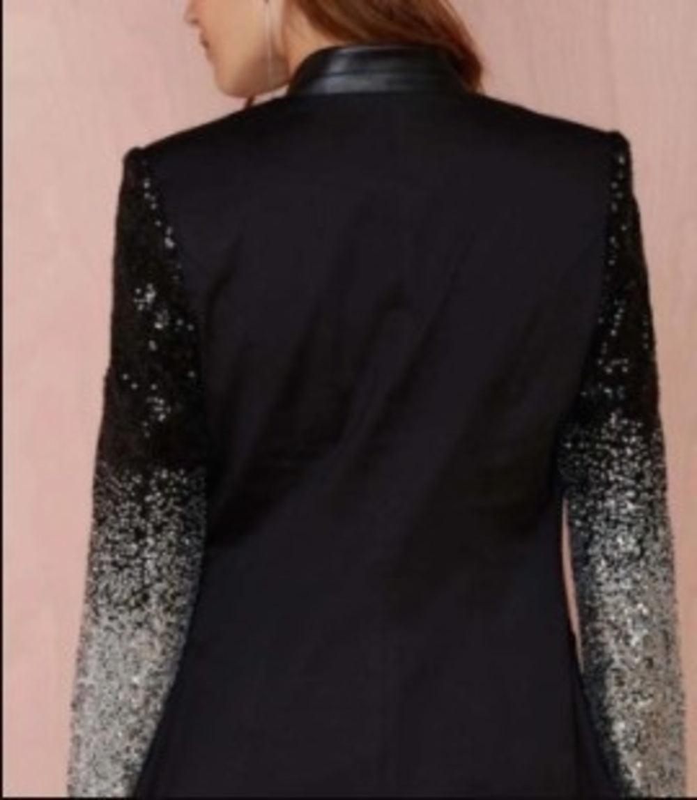 Womens Blazer with Sequins Sleeve - BelleHarris
