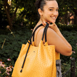 Naomi - Yellow Vegan Leather Tote Bag - BelleHarris