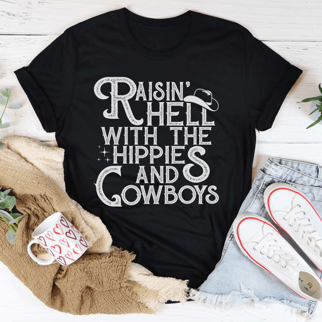 Raisin Hell With the Hippies and Cowboys T-Shirt - BelleHarris