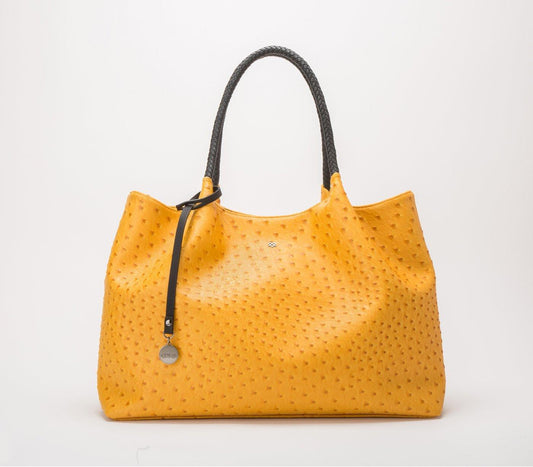 Women's luxury handbags: Naomi - Yellow Vegan Leather Tote Bag - BelleHarris